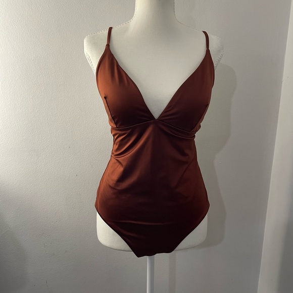 CALIA by Carrie Underwood Other - CALIA by Carrie Underwood Deep V-Neck Brown Swimsuit